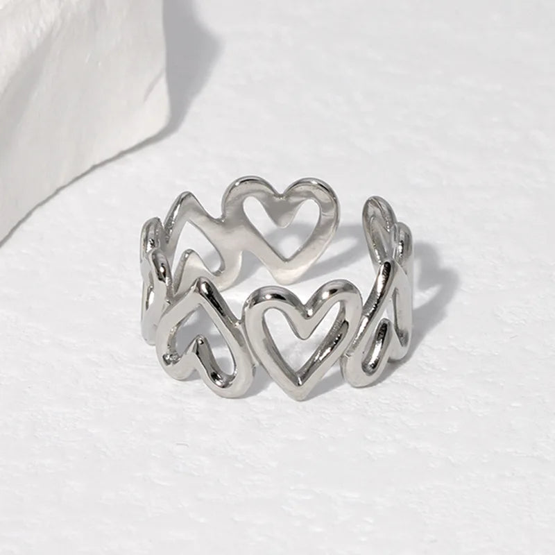 Anillo Corazón Ajustable Mujer plata