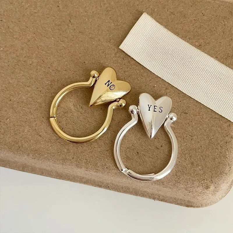 Anillo Corazón "Yes" y "No" para Pareja de Enamorados oro