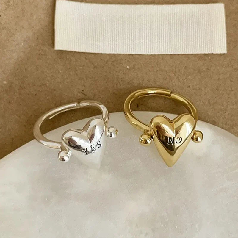Anillo Corazón "Yes" y "No" para Pareja de Enamorados oro