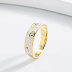 Anillo Contra Mal de Ojo Azul Turco Anillo blanco