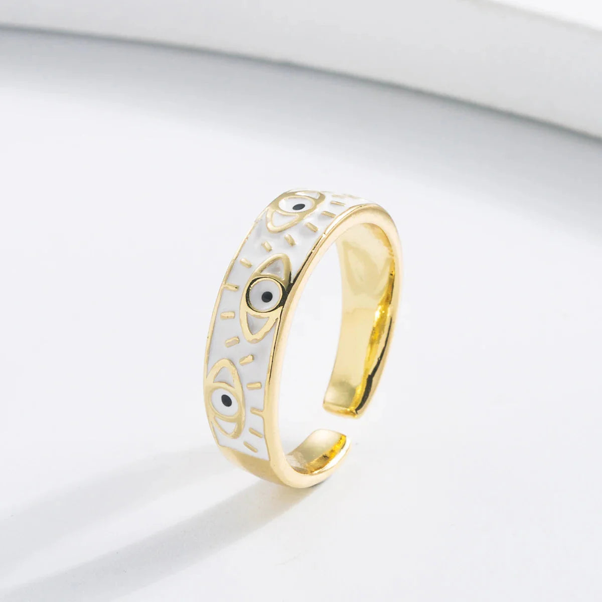 Anillo Contra Mal de Ojo Azul Turco Anillo blanco