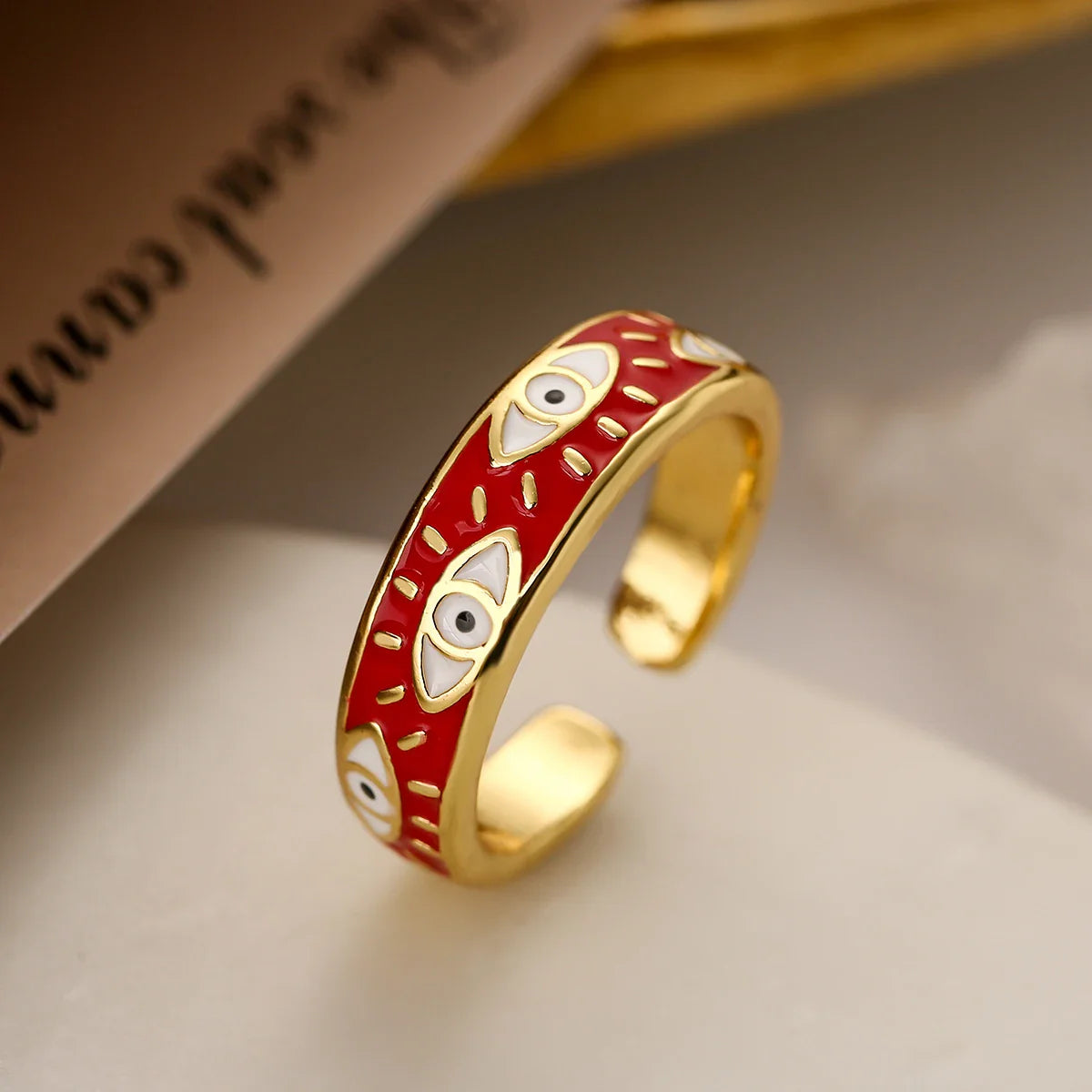 Anillo Contra Mal de Ojo Azul Turco Anillo rojo