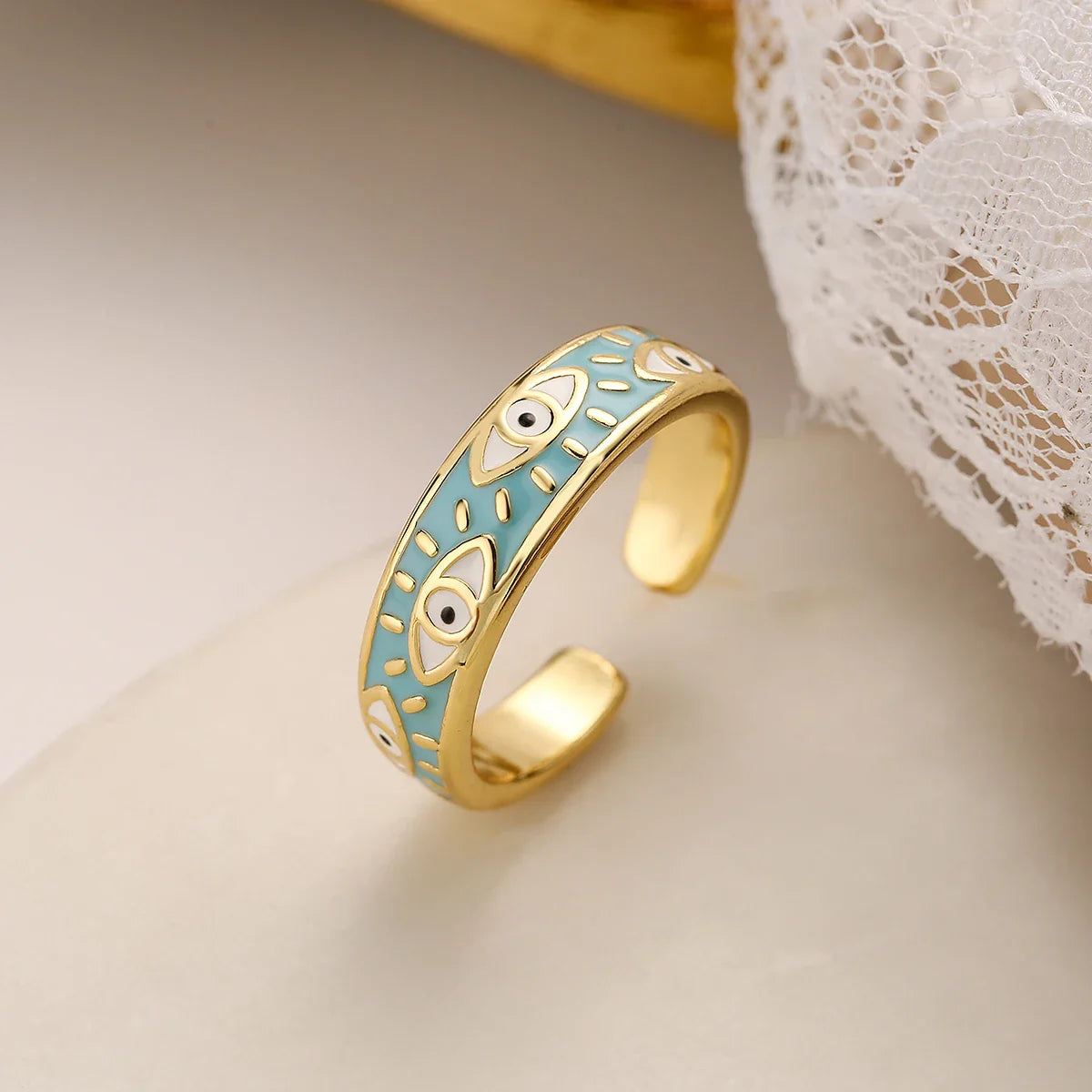 Anillo Contra Mal de Ojo Azul Turco Anillo Turquesa