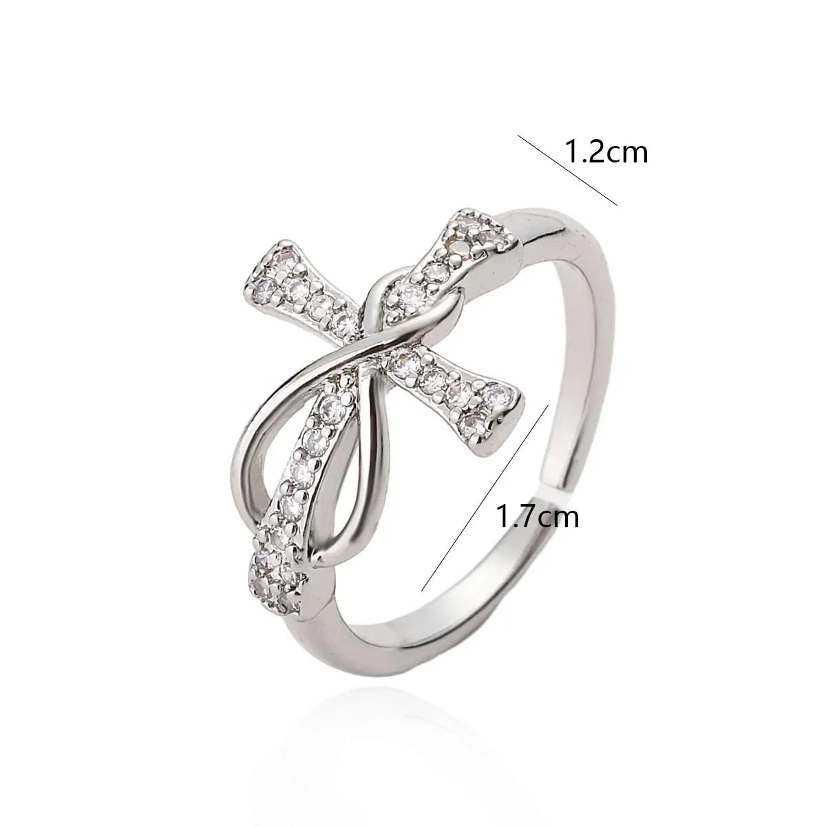 Anillo Cruz Cristiana Zirconia para Mujer