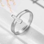 Anillo Cruz Discreta plata