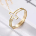 Anillo Cruz Discreta oro