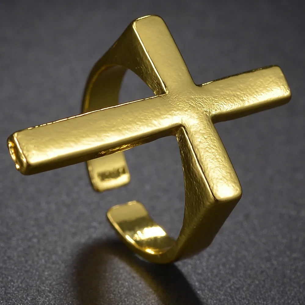 Anillo Cruz Hombre Sello oro