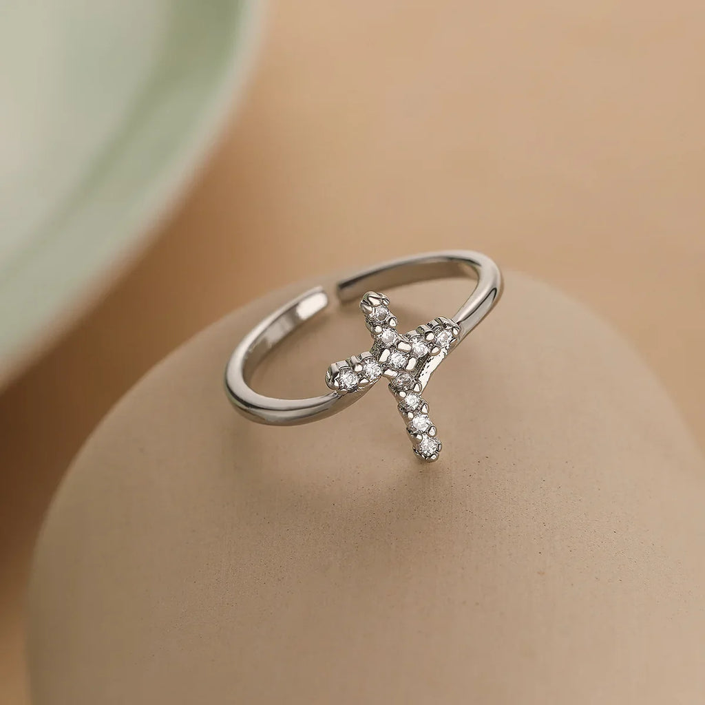 Anillo Cruz & Piedra de Circonio para Mujer en plata