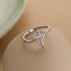 Anillo Cruz & Piedra de Circonio para Mujer en plata