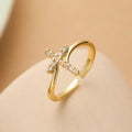 Anillo Cruz & Piedra de Circonio para Mujer en oro