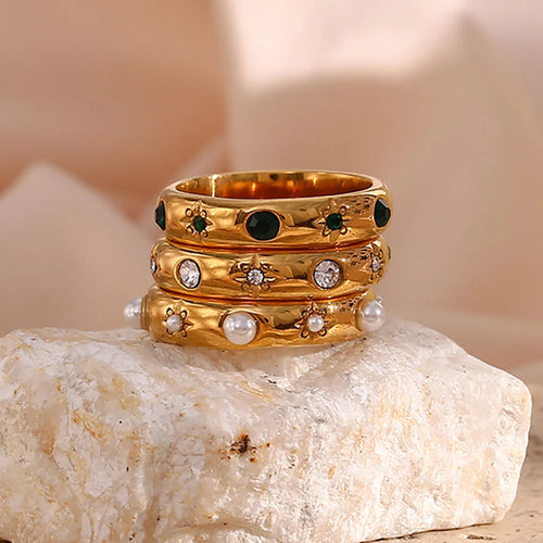 Anillo de Estilo con Perlas y Circón 3