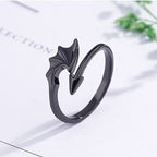 Anillo Dragón Plata Hombre Mujer negro