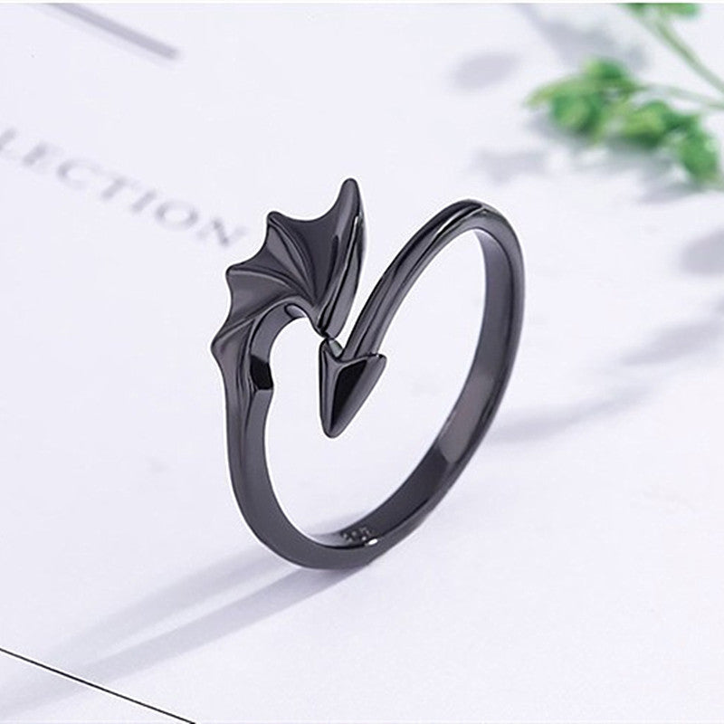 Anillo Dragón Plata Hombre Mujer negro