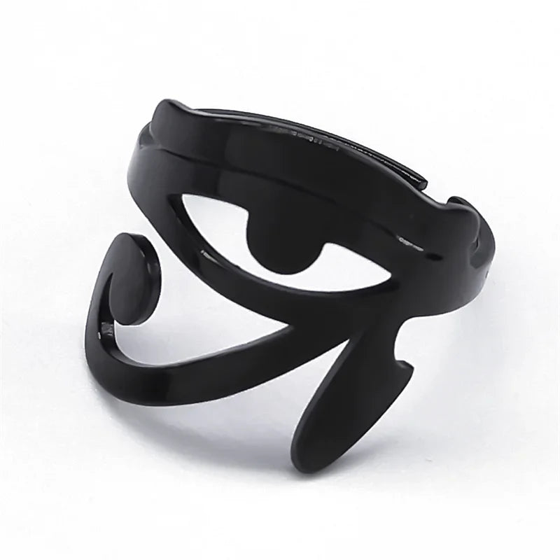 Anillo Egipto Ojo de Horus Oudjat Hechicería negro