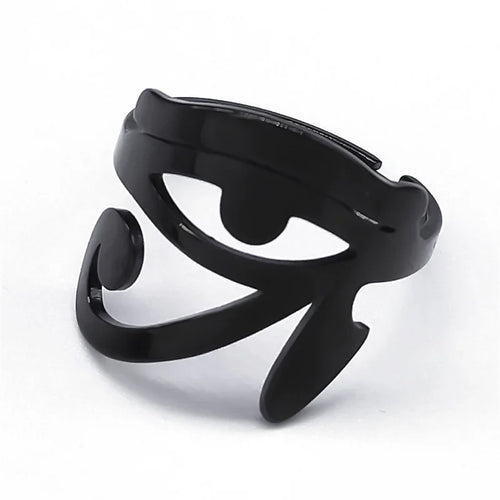 Anillo Egipto Ojo de Horus Oudjat Hechicería negro