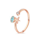 Anillo Conchas Estrella de Mar y Concha de Vieira y Circonio