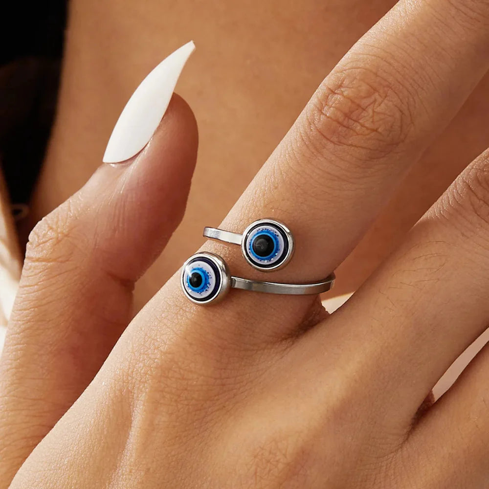 Anillo Elegante Turco Contra el Mal de Ojo plata