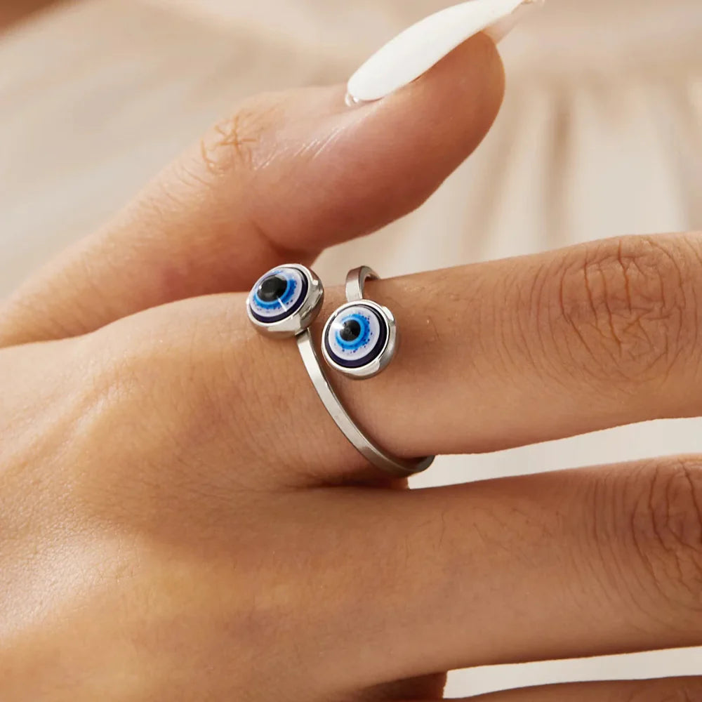 Anillo Elegante Turco Contra el Mal de Ojo plata
