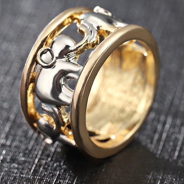 Anillo Elefante oro y plata