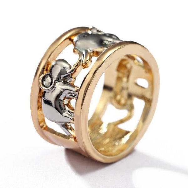 Anillo Elefante Oro y plata