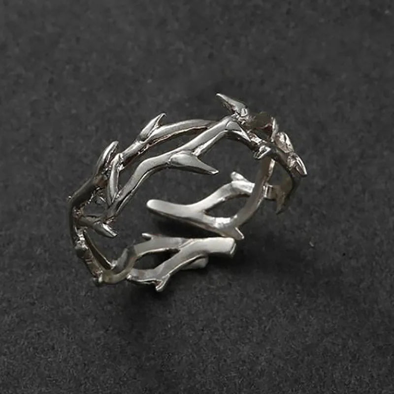 Anillo de Ramas de Coral Plateado