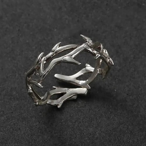 Anillo de Ramas de Coral Plateado