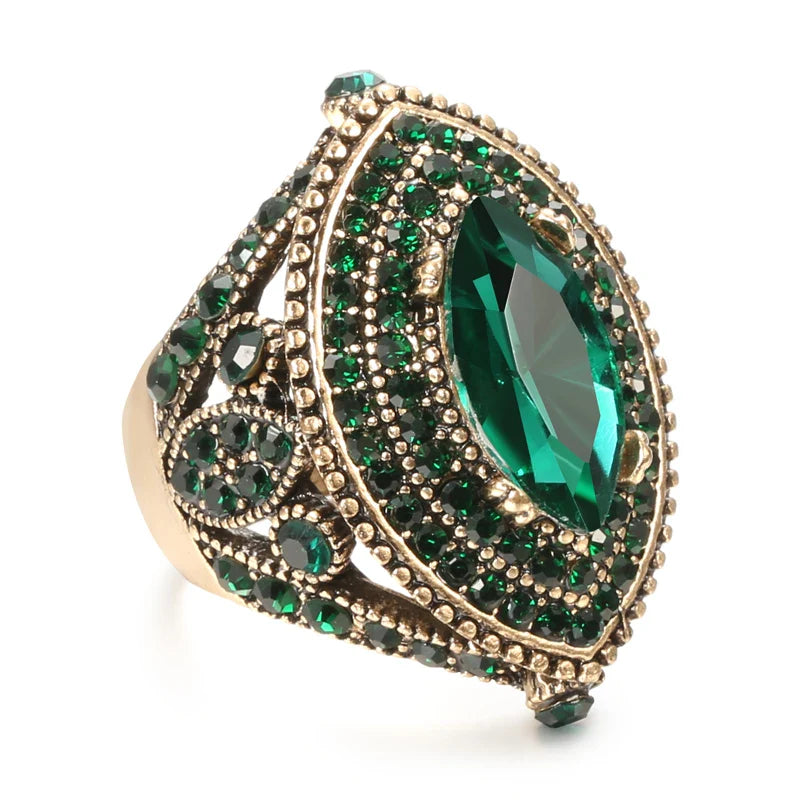Anillo con Cristal Verde