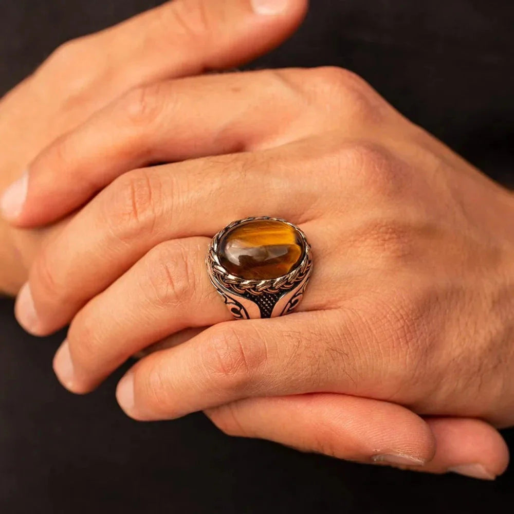 Anillo de Piedra Ojo de Tigre para Hombre o Mujer
