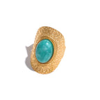 Anillo Étnico con Piedra Natural amazonita