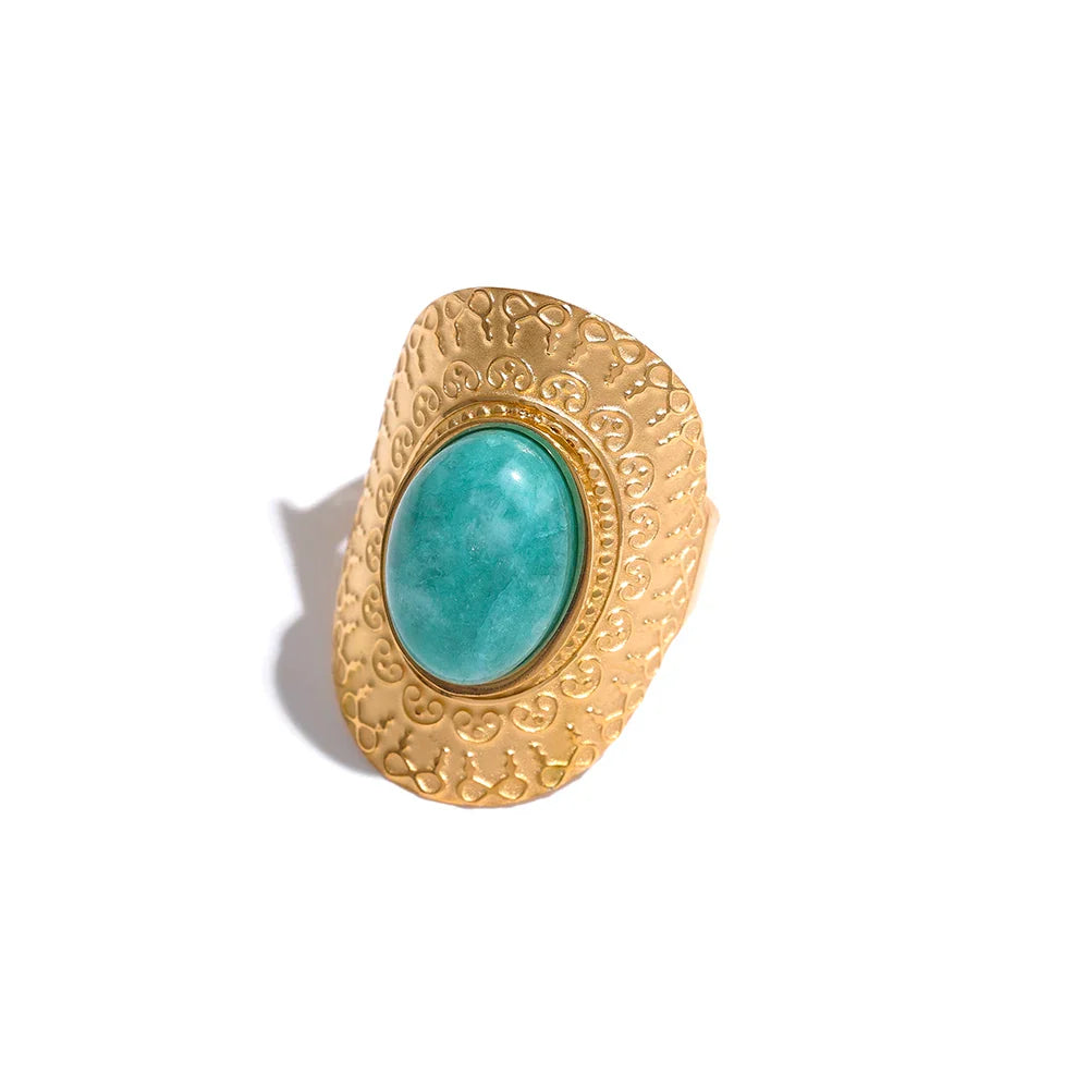 Anillo Étnico con Piedra Natural amazonita