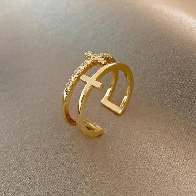Anillo de Mujer Cruz Anillo Cristiano oro