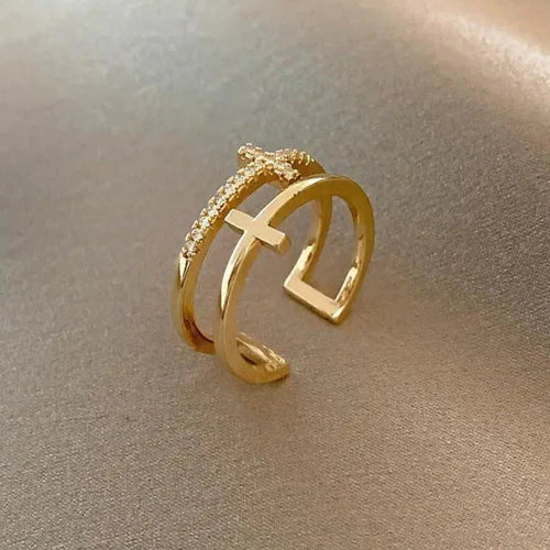 Anillo de Mujer Cruz Anillo Cristiano oro