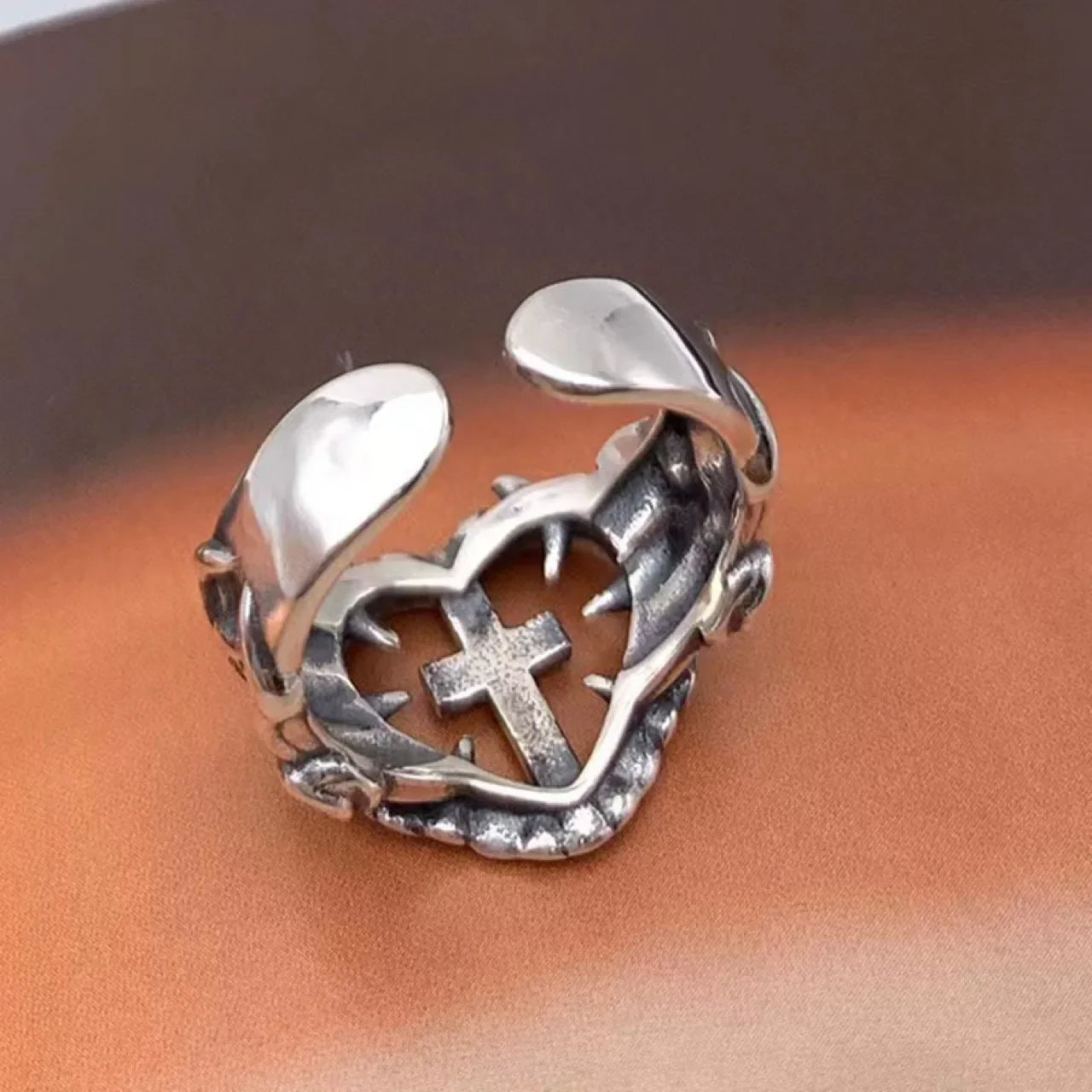 Anillo de mujer cruz cristiana plata