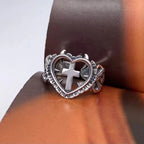 Anillo de mujer cruz cristiana plata