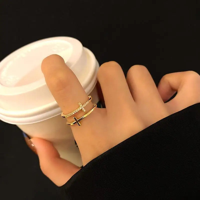 Anillo de Mujer Cruz Anillo Cristiano oro