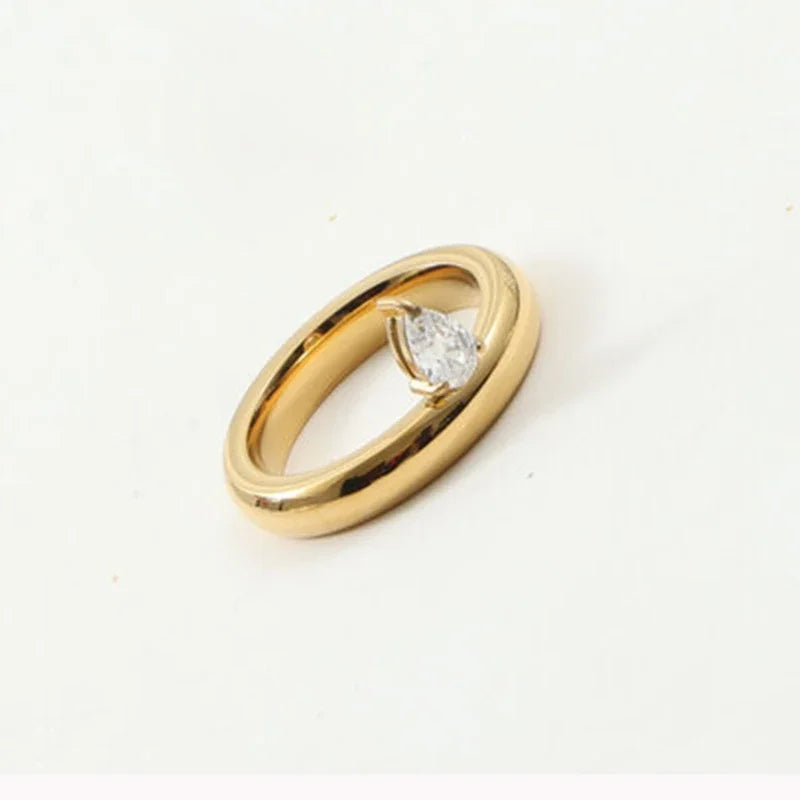 Anillo Fino Gota de Agua con Perla de circonio 1