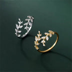 Anillo Hoja de Laurel en Zirconio oro