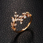 Anillo Hoja de Laurel en Circonio Otoñal oro