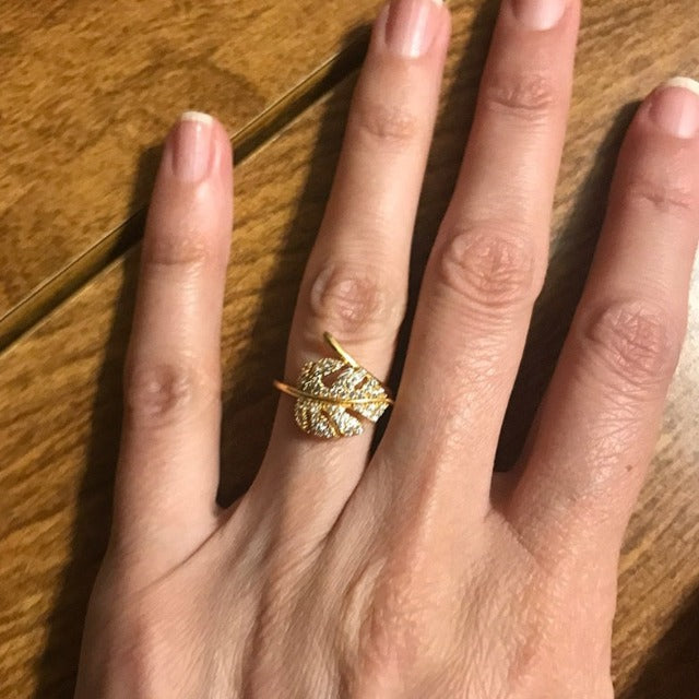 Anillo Hoja de Palma Oro