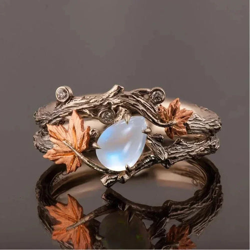 Anillo Hojas de Otoño con Perla
