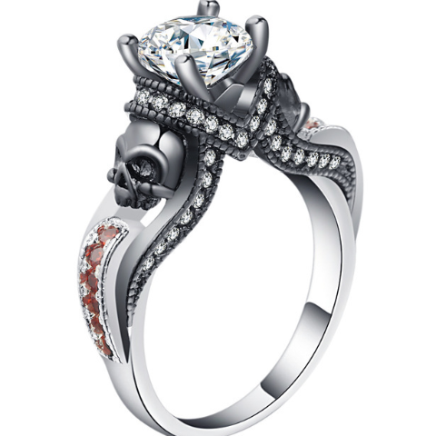 Anillo Delgado Calavera Blanca