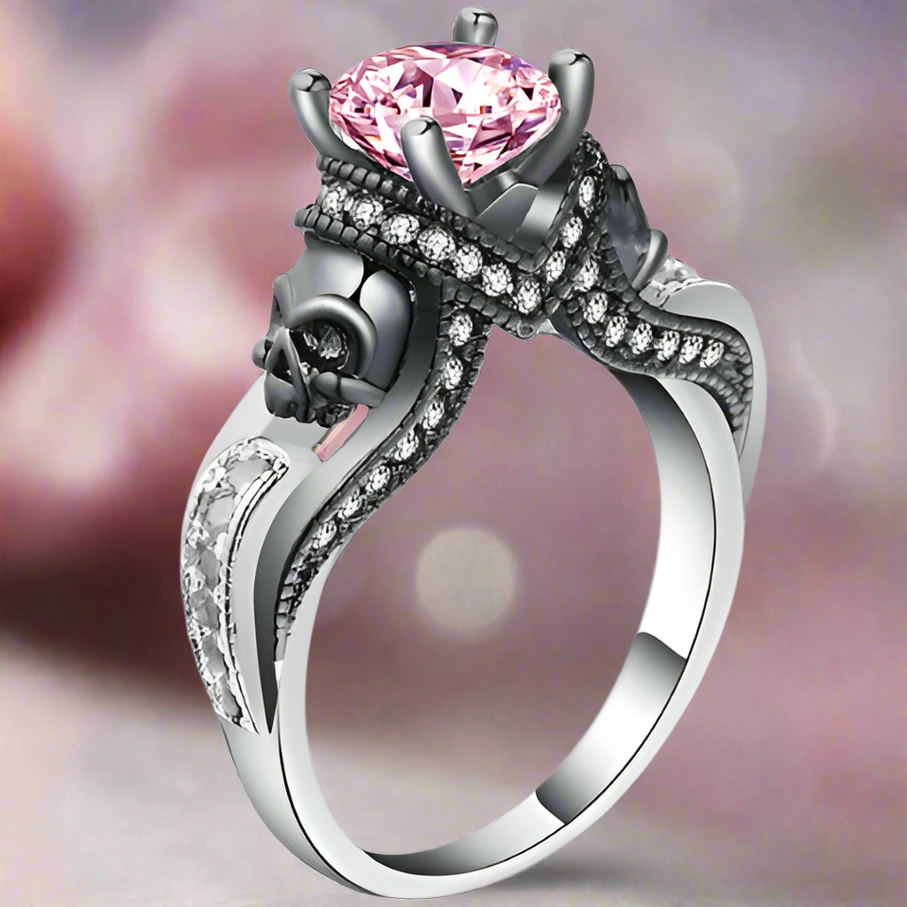 Anillo Delgado Calavera Rosa