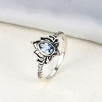 Anillo Flor de Loto Plateado para Mujer azul