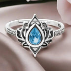Anillo Flor de Loto Plateado para Mujer azul