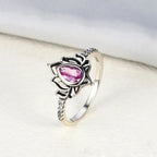 Anillo Flor de Loto Plateado para Mujer rosa
