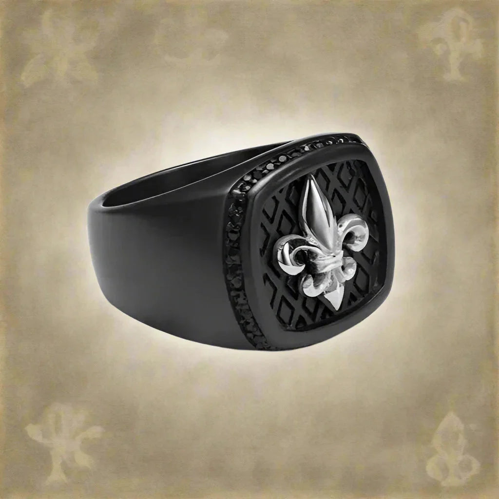 Anillo Flor de Lis Sello plata