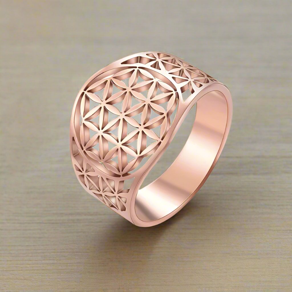 Anillo Flor de la Vida para Mujer Oro Rosa
