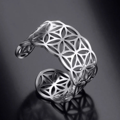 Anillo Flor de la Vida para Mujer Anillo Mandala de plata