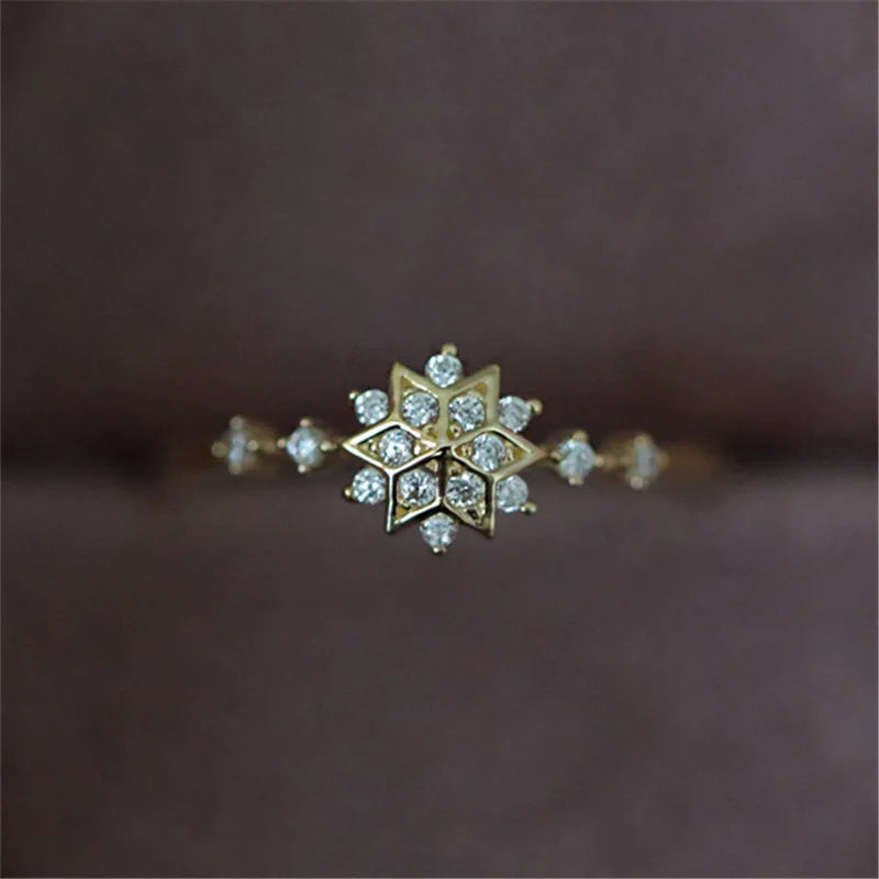 Anillo Copo de Nieve Mujer Invierno Oro