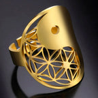 Anillo Geométrico Yin Yang oro